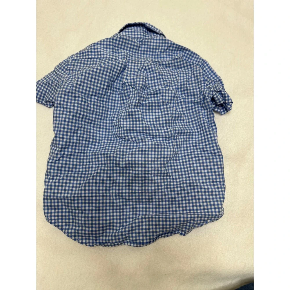 Ralph Lauren Button Down Shirt Toddler Boy 3/3T Blue Gingham Short Sleeve Good